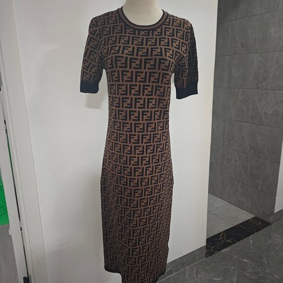 Fendi FF-Jacquard Midi Dress - Picture 2 of 10